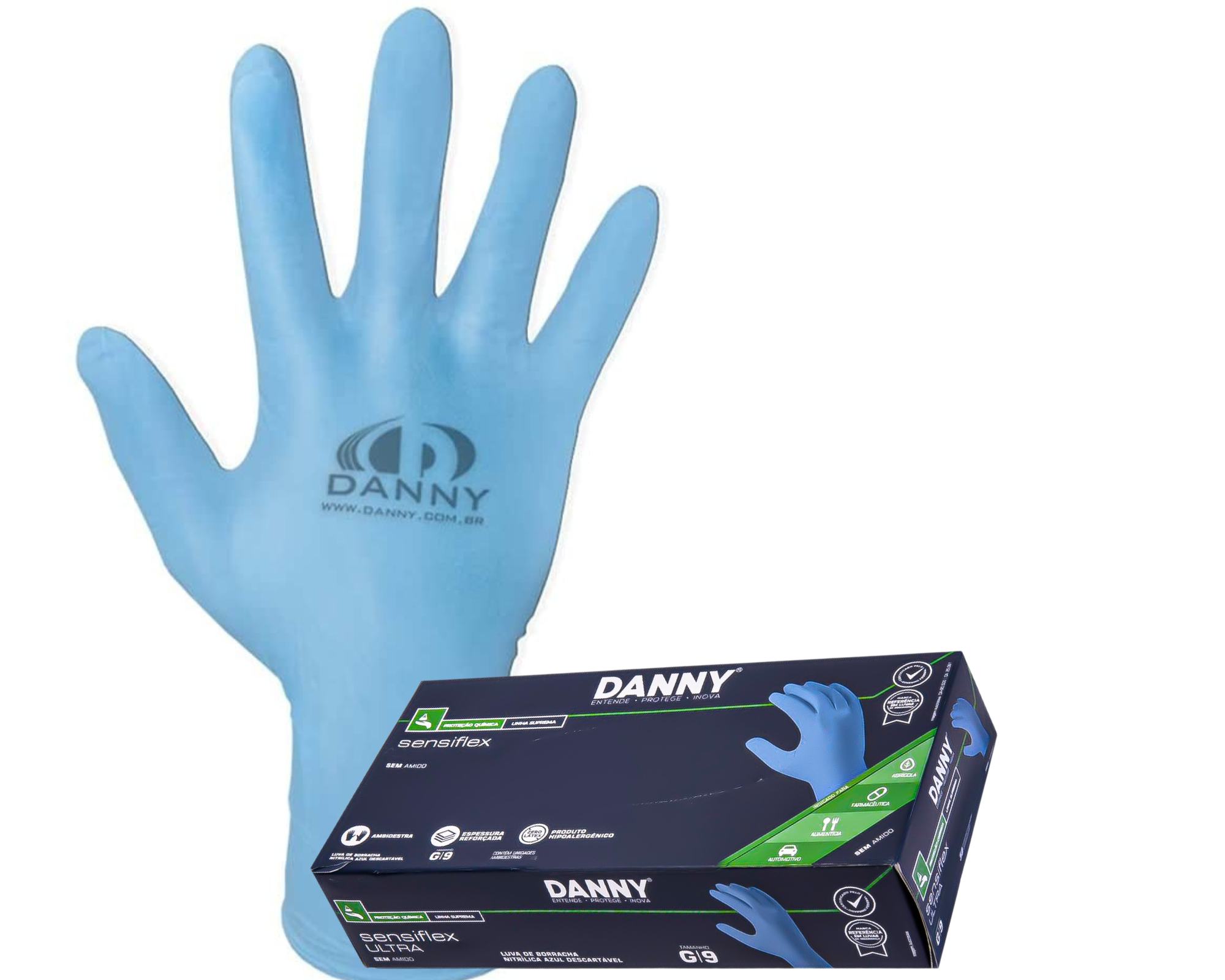 Compre Segurança | LUVA SENSIFLEX NITRILICA DESCARTAVEL DANNY CA