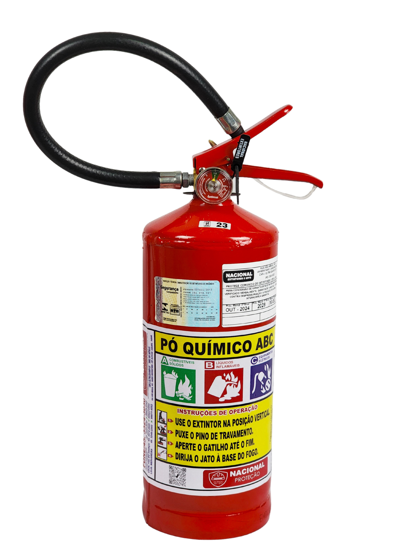 EXTINTOR INDUSTRIAL PÓ QUIMICO 4KG CLASSE ABC - VALIDADE 1 ANO